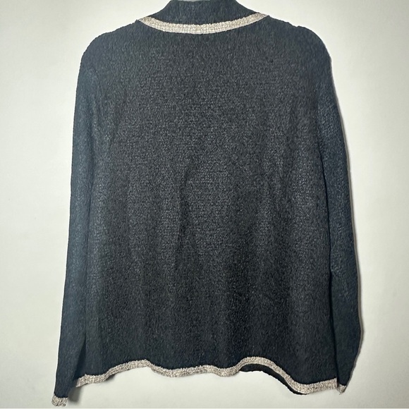 Chico’s Travelers Black Tan Textured Crinkle Open Jacket with Tank Top 2 (L) - Picture 12 of 12